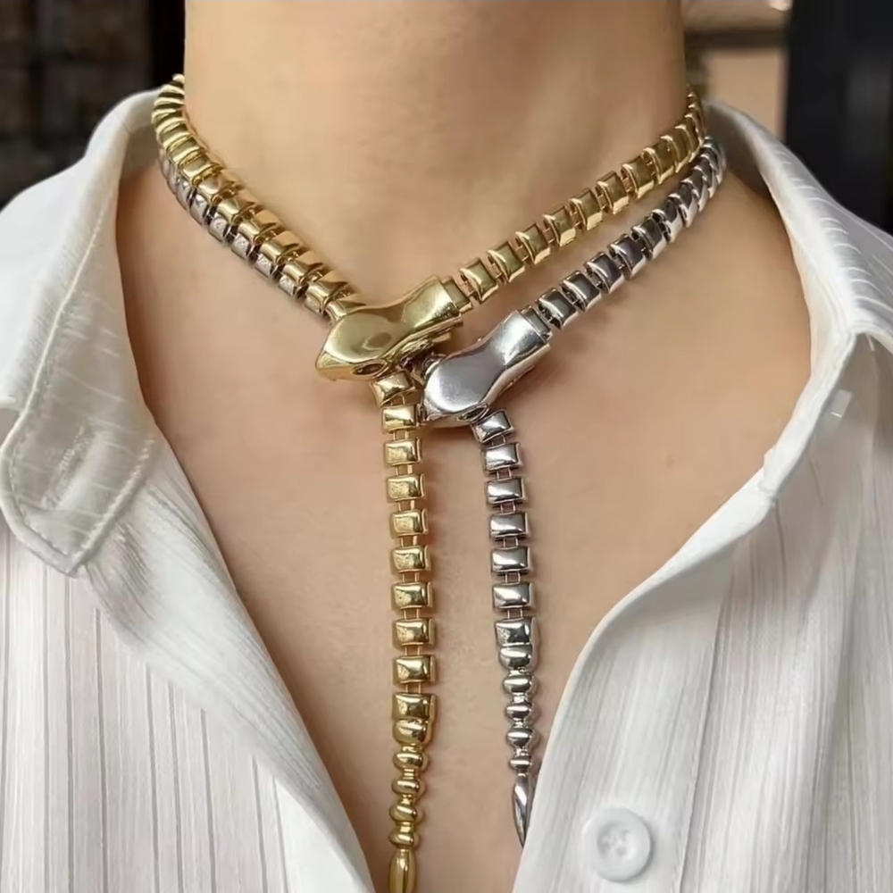 Gold Snake-Style Choker Necklace - Picture 6 of 6